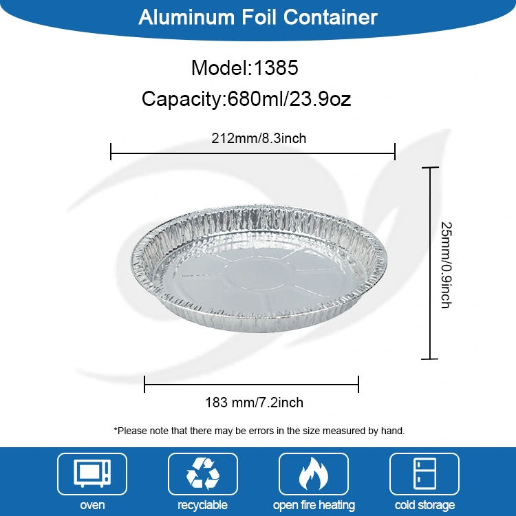 7-9 polegadas de pizza de pizza prateada alumínio recipientes de papel alumínio