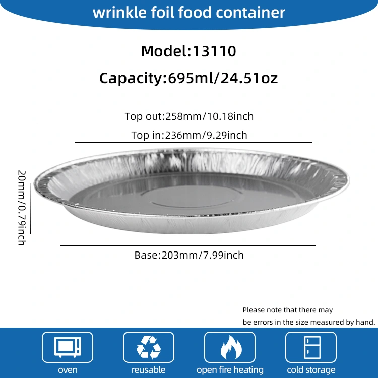 10 polegadas de pizzaria de alumínio prateado recipientes de papel alumínio