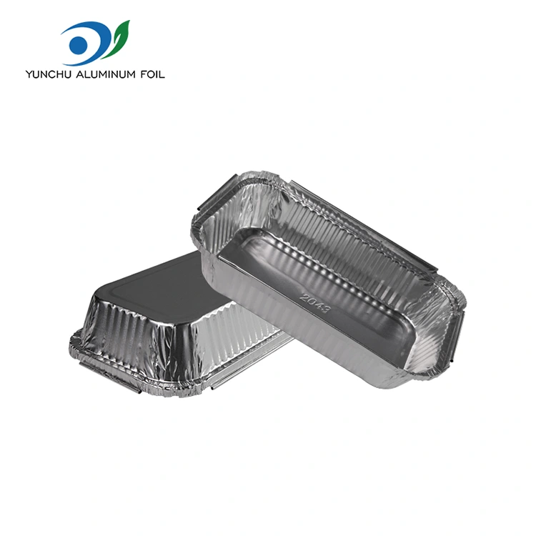 Caixa de fast food descartável churrasco recipientes de alumínio prateado