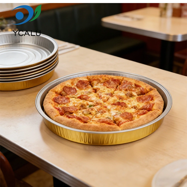 Forma de pizza descartável para assar recipientes redondos de folha de alumínio