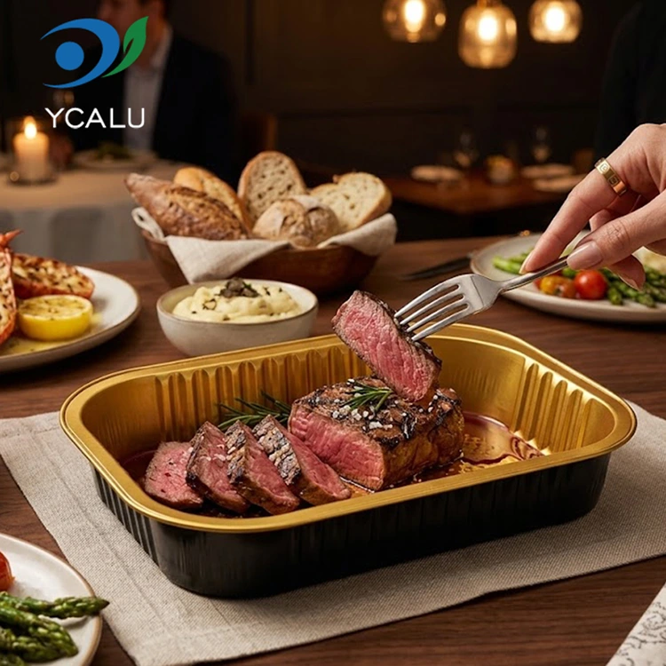 Recipientes retangulares descartáveis ​​de folha de alumínio para viagem de catering