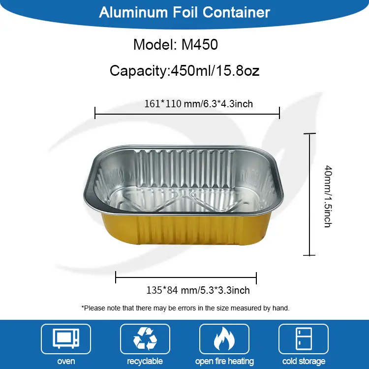 Recipientes descartáveis de alumínio retangular de grades retangulares