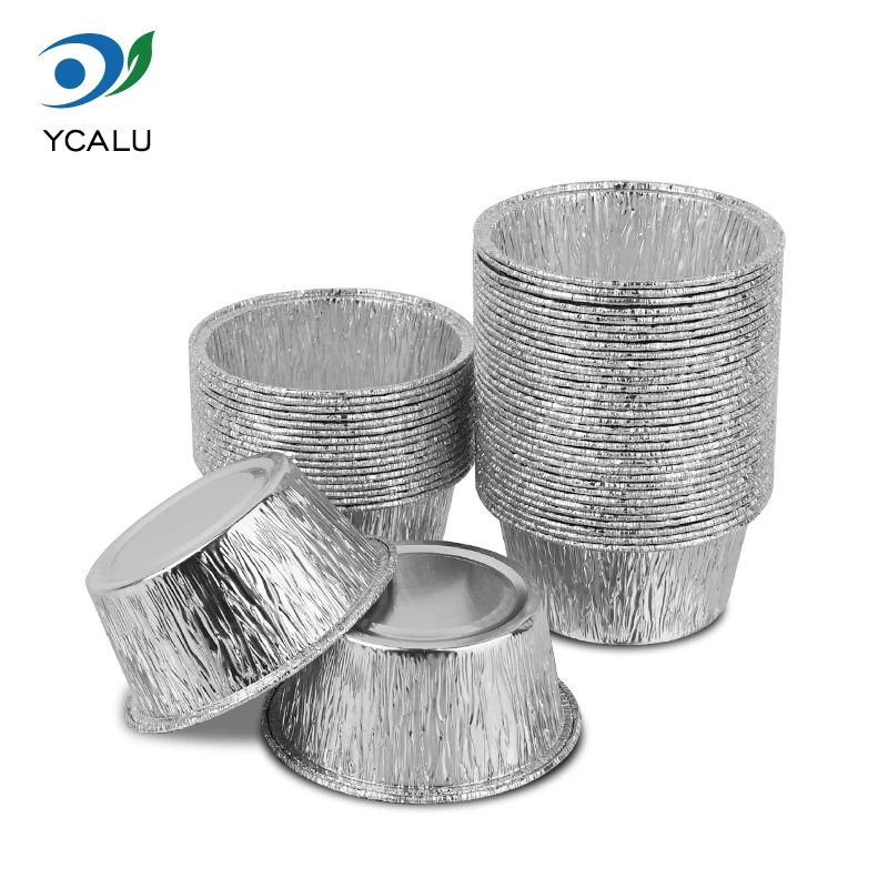 Bandeja redonda descartável para bolo, recipientes de folha de alumínio prateado