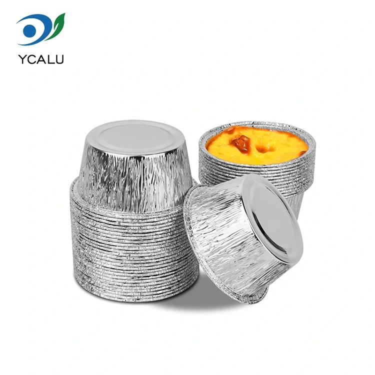 Bandeja redonda descartável para bolo, recipientes de folha de alumínio prateado