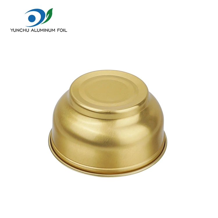 Recipientes descartáveis redondos pequenos de folha de alumínio com tigela de ouro