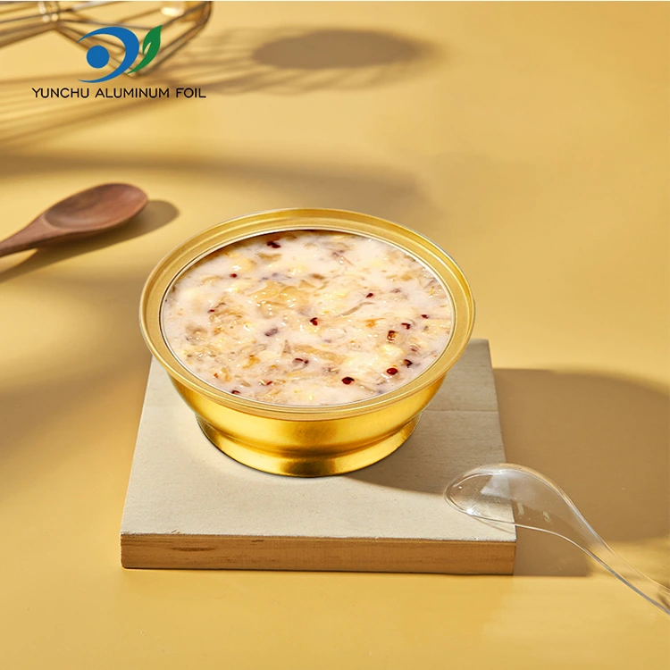 Caixa redonda descartável para viagem, pequena tigela dourada, recipientes de folha de alumínio