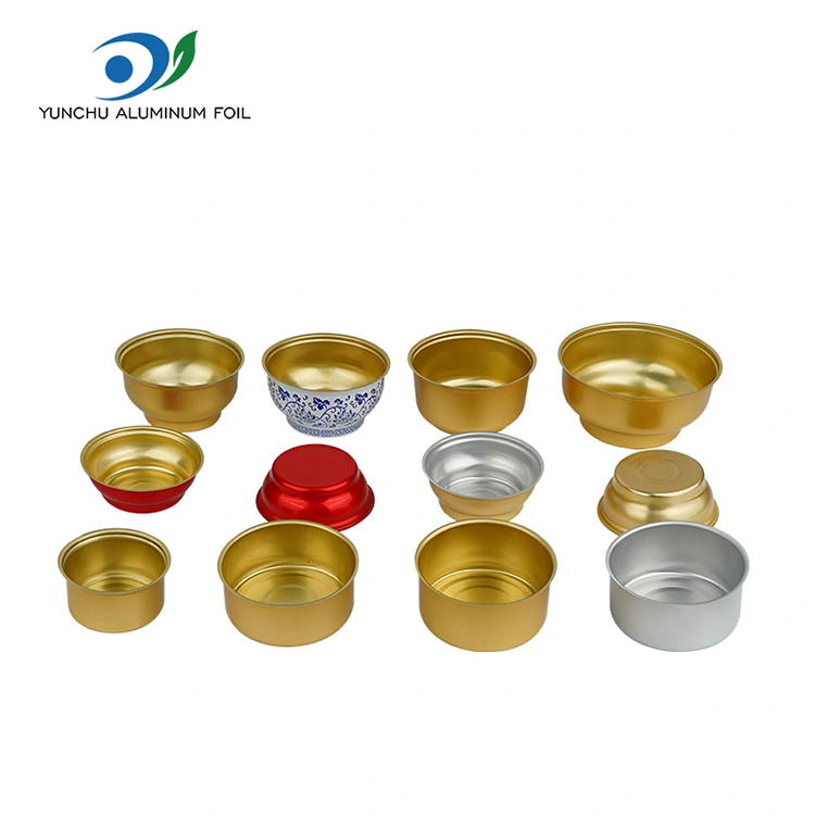 Caixa redonda descartável para viagem, pequena tigela dourada, recipientes de folha de alumínio