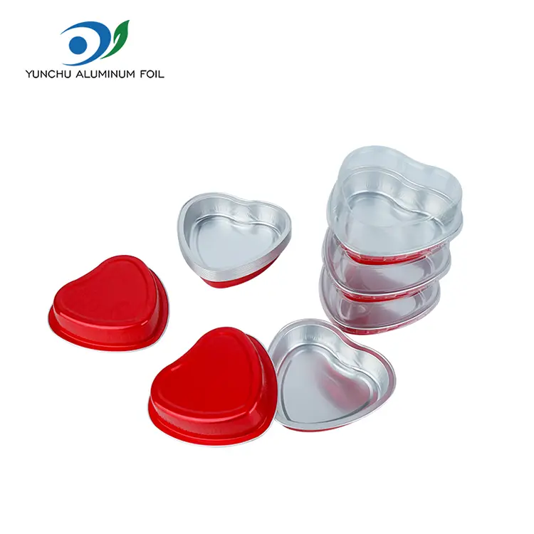 Bolo em forma de coração Baking Smoothwall Aluminium Foil recipientes Bolo em forma de coração Baking Smoothwall Aluminium Foil recipientes