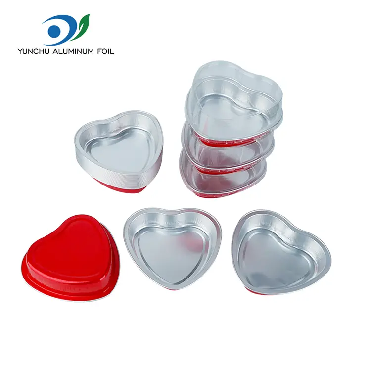 Bolo em forma de coração Baking Smoothwall Aluminium Foil recipientes