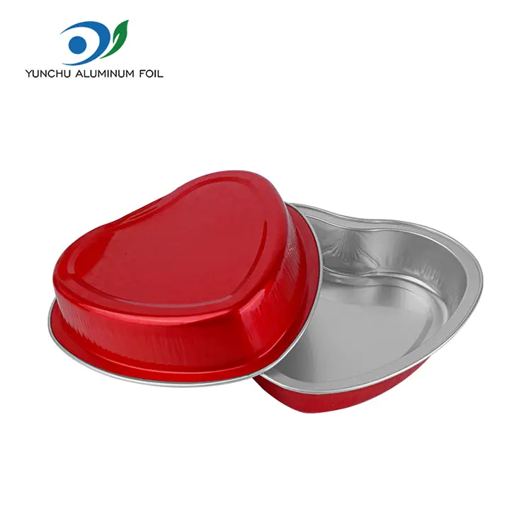 Bolo em forma de coração Baking Smoothwall Aluminium Foil recipientes