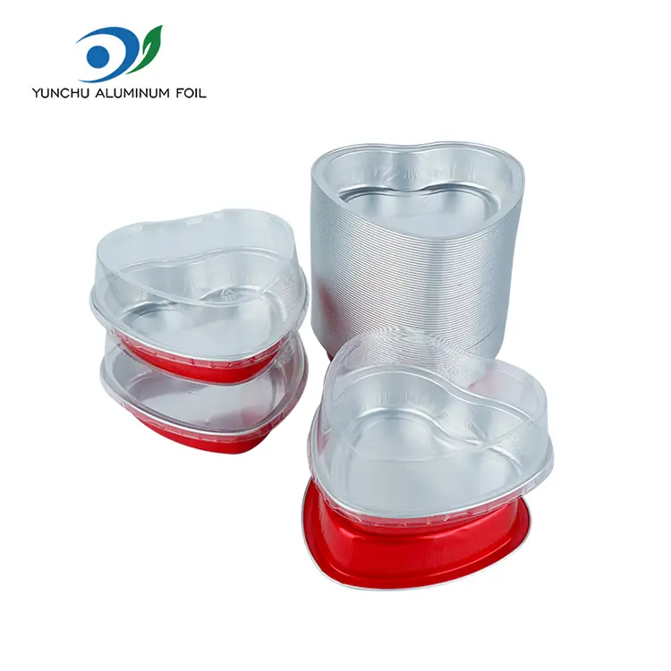 Bolo em forma de coração Baking Smoothwall Aluminium Foil recipientes