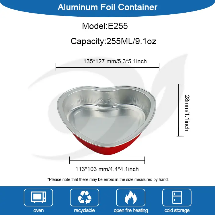 Bolo em forma de coração Baking Smoothwall Aluminium Foil recipientes
