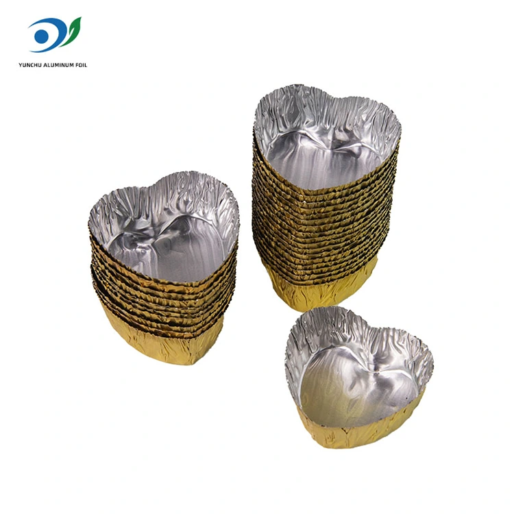 Recipiente de alumínio de alumínio prateado em forma de coração em forma de coração recipiente de alumínio