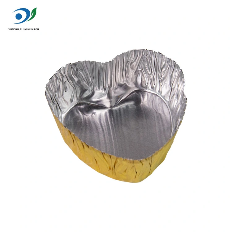 Recipiente de alumínio de alumínio prateado em forma de coração em forma de coração recipiente de alumínio