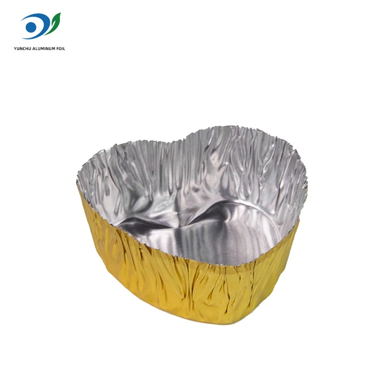 Recipiente de alumínio de alumínio prateado em forma de coração em forma de coração recipiente de alumínio