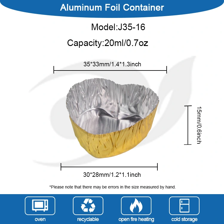 Recipiente de alumínio de alumínio prateado em forma de coração em forma de coração recipiente de alumínio