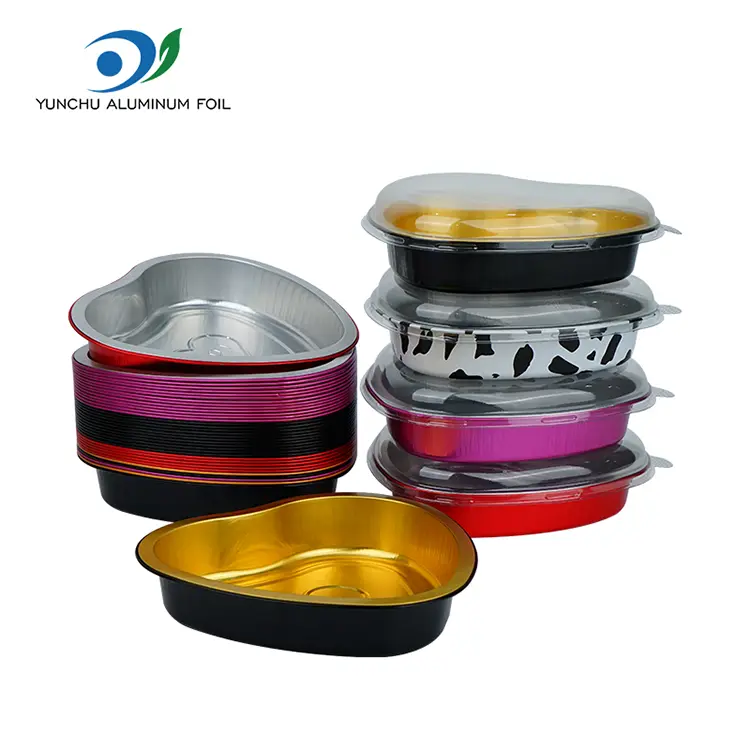 Pedra de massa em forma de coração Baking Smoothwall Aluminium Foil recipientes