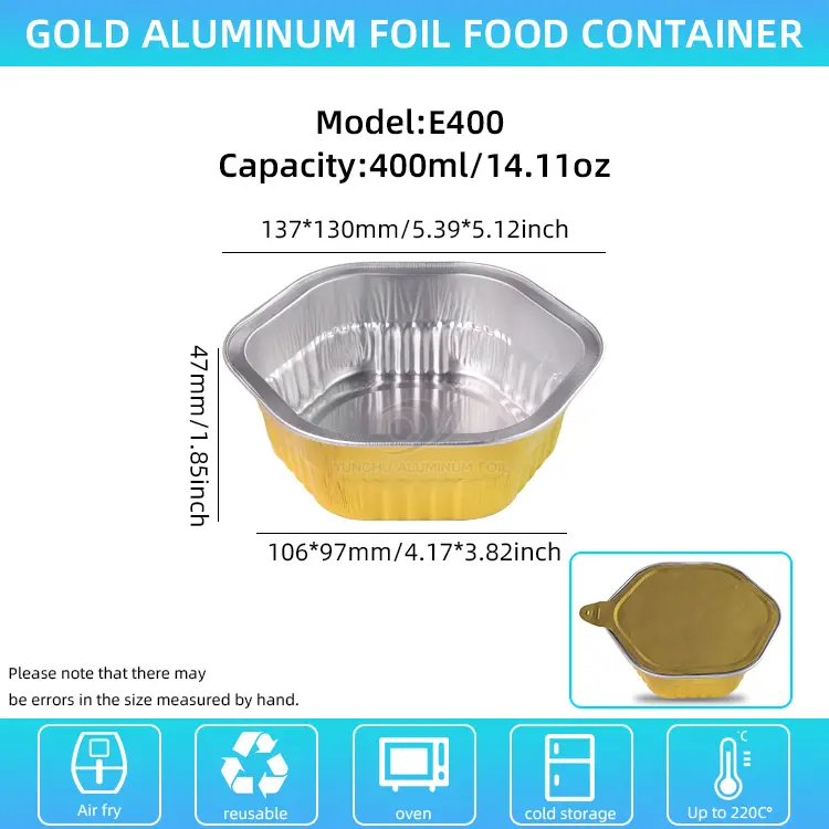 Recipientes de folha de alumínio lisos de paredes lisos com paredes lisos