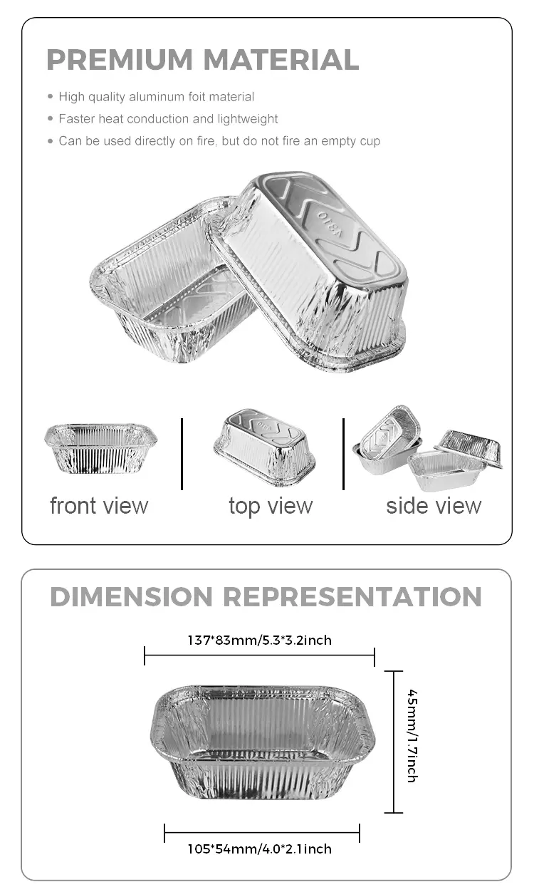Square cake baking Silver Aluminum Foil Containerss