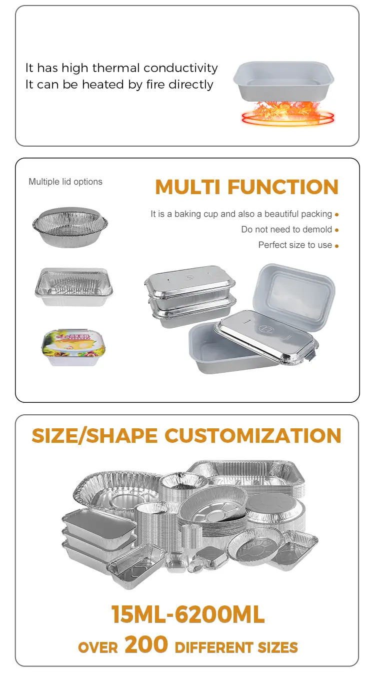 Wrinkle-free Catering Airline Aluminum Foil Containers