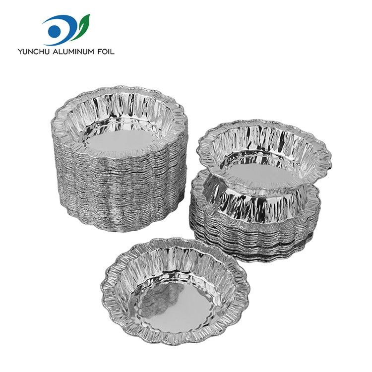 Recipientes de folha de alumínio prateados para bolo redondo de renda