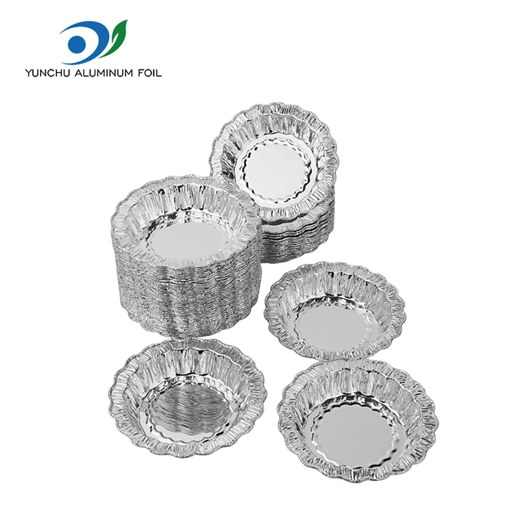 Recipientes de folha de alumínio prateados para bolo redondo de renda