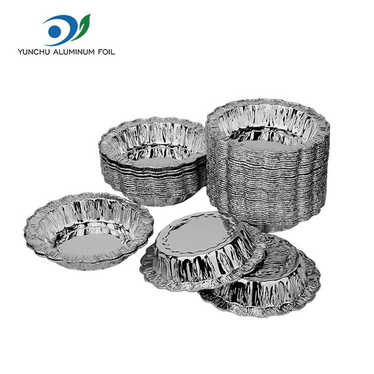 Recipientes de folha de alumínio prateados para bolo redondo de renda