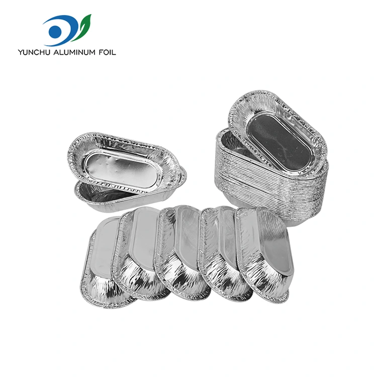 Recipiente de alimentos para alumínio prateado oval assado Recipiente de alimentos para alumínio prateado oval assado