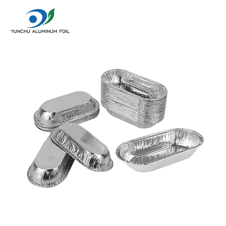 Recipiente de alimentos para alumínio prateado oval assado