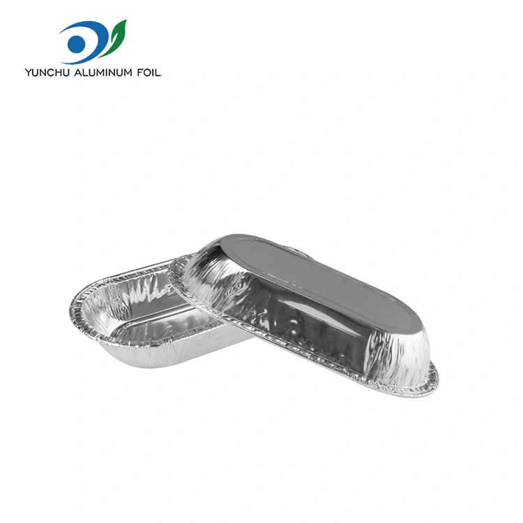 Recipiente de alimentos para alumínio prateado oval assado