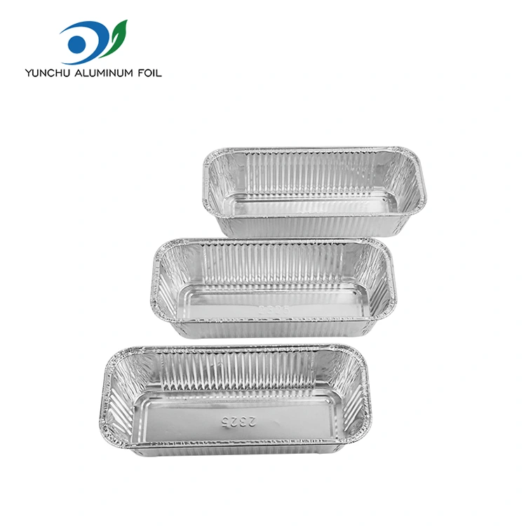 Recipientes de folha de alumínio prateados de fritadeira de ar retangular