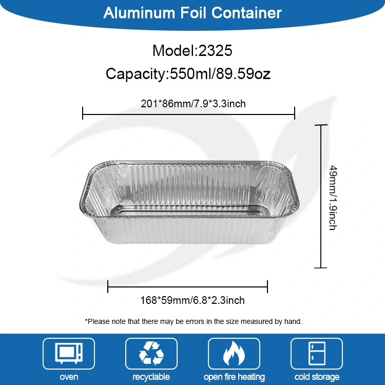 Recipientes de folha de alumínio prateados de fritadeira de ar retangular