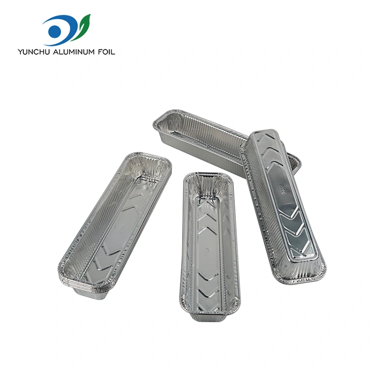 Recipientes de alumínio de alumínio prateado de bandeja de pão retangular