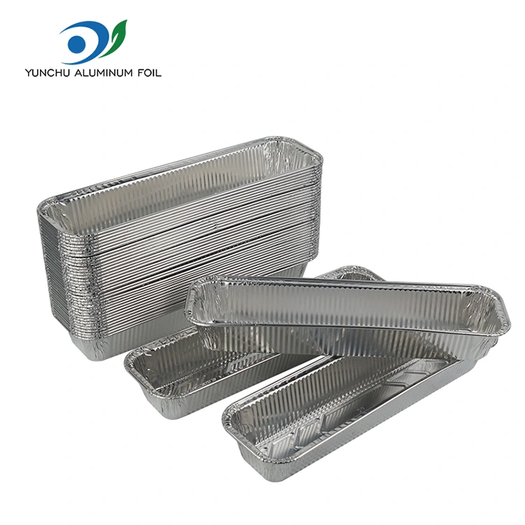 Recipientes de alumínio de alumínio prateado de bandeja de pão retangular