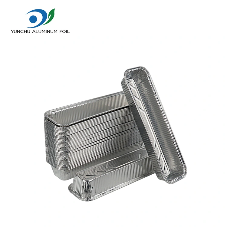 Recipientes de alumínio de alumínio prateado de bandeja de pão retangular