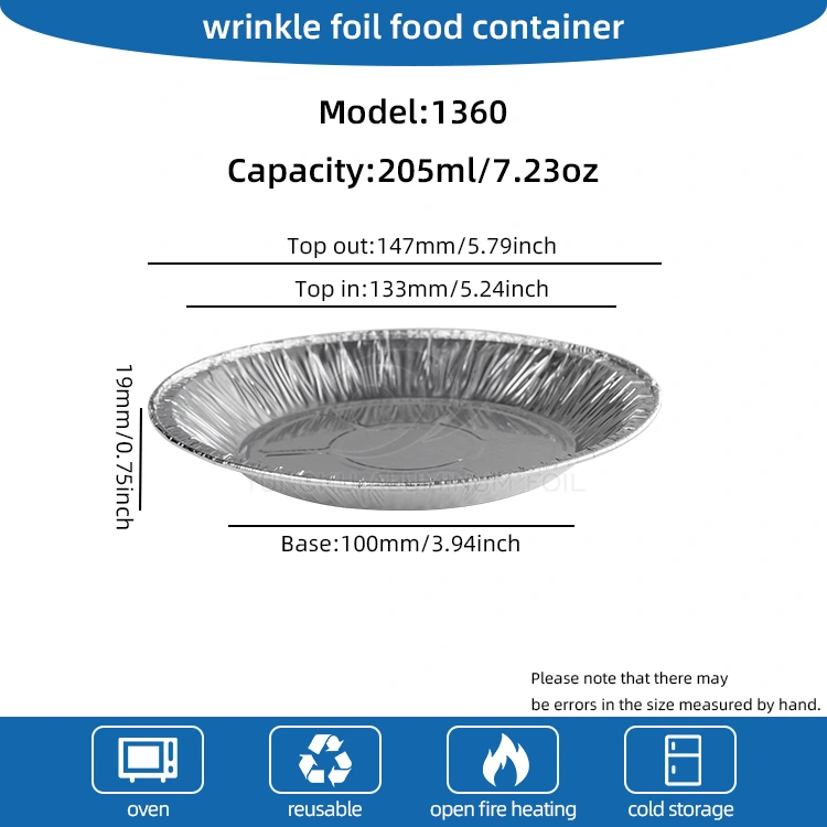 Frita de ar redonda assando Silver Aluminum Foil Alimentos Recipiente