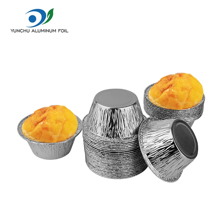 Recipiente de alimentos de alumínio prateado de bolo redondo