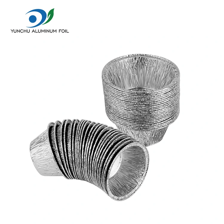 Recipiente de alimentos de alumínio prateado de bolo redondo