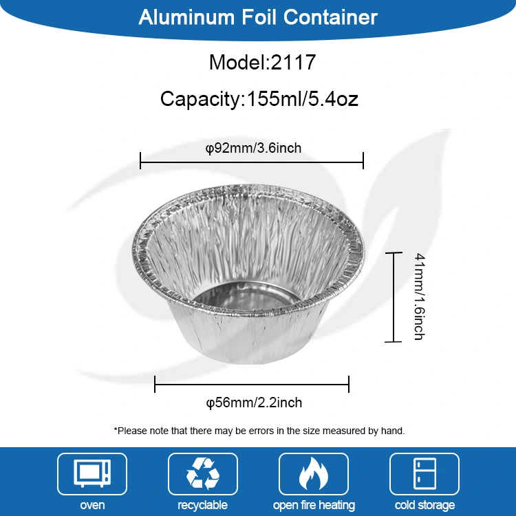 Recipiente de alimentos de alumínio prateado de bolo redondo