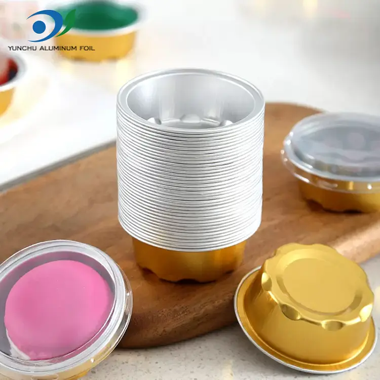 Moldes redondos de panificação lisa recipientes de papel alumínio de parede lisa