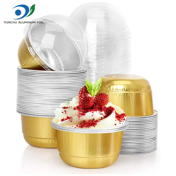 Copo de sobremesa em folha de alumínio dourado – formato de cúpula de 150 ml