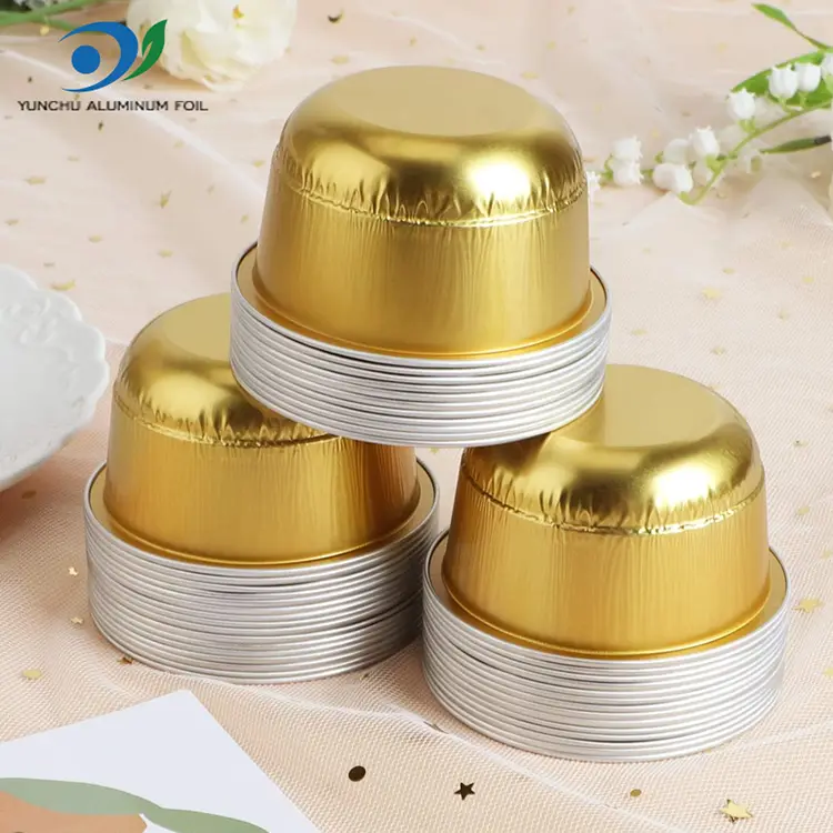 Copo de sobremesa em folha de alumínio dourado – formato de cúpula de 150 ml