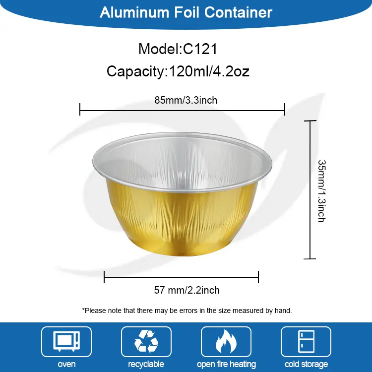 Recipientes de papel alumínio de parede suave de bolo redondo