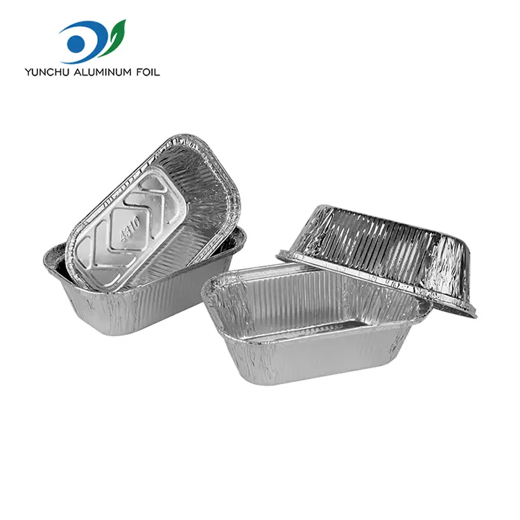 Recipientes de papel alumínio prateados de cozimento de bolo quadrado Recipientes de papel alumínio prateados de cozimento de bolo quadrado
