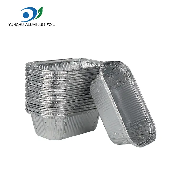 Recipientes de papel alumínio prateados de cozimento de bolo quadrado