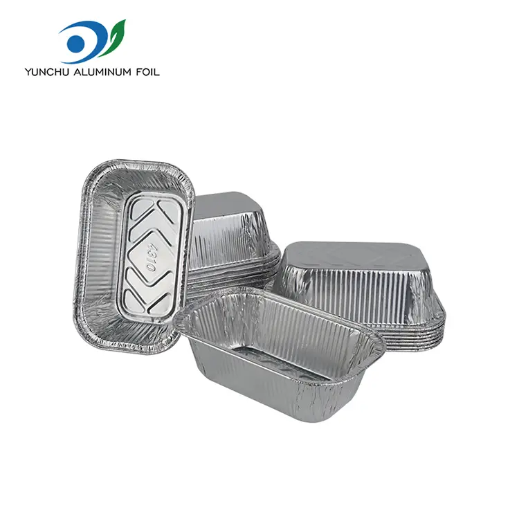 Recipientes de papel alumínio prateados de cozimento de bolo quadrado