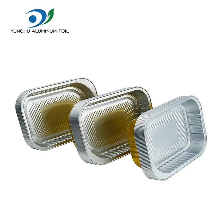 Recipientes de papel alumínio dourados para jantar de alumínio quadrado